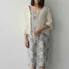 3/4-sleeve Scallop-edge Tie-front Cardigan