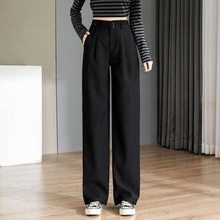 High-waist Plain Wide-leg Pants (various Designs)