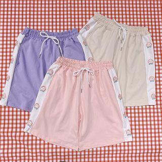 Cartoon Embroidered Wide Leg Shorts