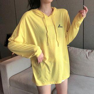 Long-sleeve Lettering Plain Hoodie