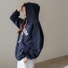 Contrast-panel Letter Hoodie