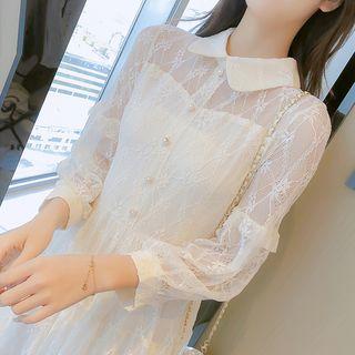 Lace Panel Beaded Midi Dress