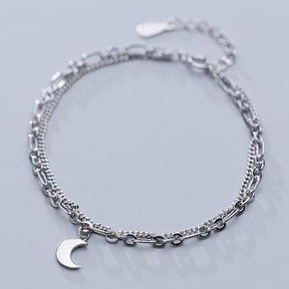 925 Sterling Silver Moon Bracelet S925 Silver - Bracelet - Silver - One Size