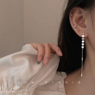 Disc Drop Earring 1 Pair - 925 Silver Earring - Silver - One Size