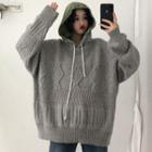 Mock Two-piece Cable-knit Hoodie