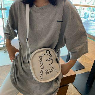 Dinosaur Print Canvas Round Crossbody Bag