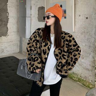Leopard Fleece Jacket As Figure - One Size