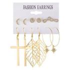 6 Pair Set: Rhinestone / Alloy Earring (various Designs) 5562401 - Set Of 6 Pairs - Gold - One Size