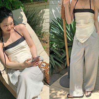 Two-tone Halter Scarf Top