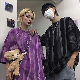 Couple Matching Tie-dye Elbow-sleeve T-shirt