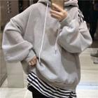 Striped Panel Hoodie Gray - One Size