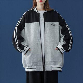 Two-tone Striped Zip Jacket