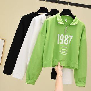 Long-sleeve Letter Printed Zipped Sweatshirt