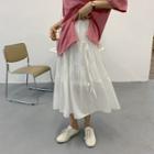 Lace-up Midi A-line Skirt White - One Size