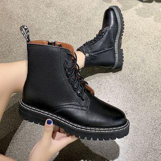 Stitched Trim Lace-up Shot Boots
