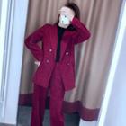 Double-breasted Blazer / Straight-cut Pants / A-line Skirt / Set