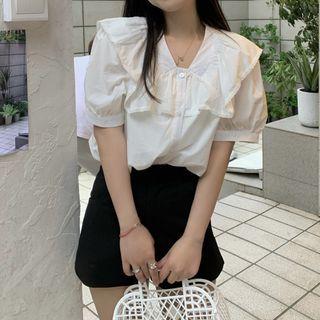 Plain Lace Oversize Blouse White - One Size