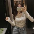 Lace-up Front Ribbed Top