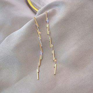 Rhinestone Alloy Bar Dangle Earring 1 Pair - E2333 - Gold - One Size