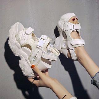 Platform Chunky Adhesive Strap Sandals
