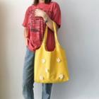Flower Applique Canvas Tote Bag