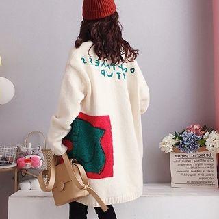 Lettering Long-sleeve Knit Cardigan