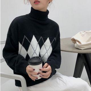 Argyle Turtleneck Sweater