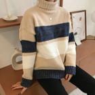 Turtleneck Striped Sweater Almond - One Size