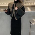 Padded Jacket / Long-sleeve Midi Sheath Knit Dress