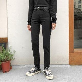 Petite Size Hidden Band-waist Slim-fit Pants