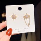 Non-matching Rhinestone Star Dangle Earring E1925 - 1 Pair - Gold - One Size