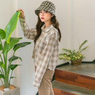Plus Size Plaid Cropped Shirt