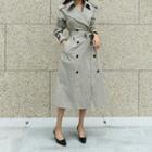Epaulet Double-breasted A-line Long Trench Coat