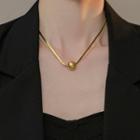 Bead Pendant Layered Stainless Steel Necklace Gold - One Size