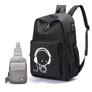 Set: Print Backpack + Sling Bag