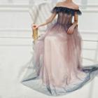 Star Detail Off-shoulder A-line Evening Gown