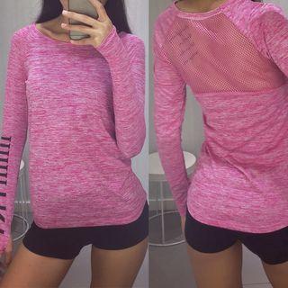 Mesh Panel Quick Dry Long-sleeve Top