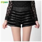 Faux-leather-panel Shorts