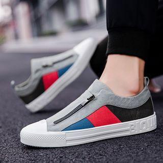 Color Block Zip Canvas Sneakers