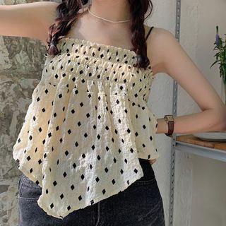 Spaghetti Strap Dotted Top Almond & Black - One Size