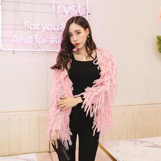 Open-front Tasseled Knit Cardigan