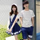 Couple Matching Stripe T-shirt / Lettering Jumper Skirt / Lettering Shorts
