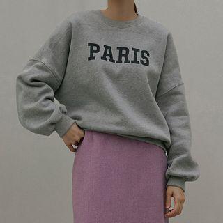 Drop-shoulder Letter Napped Sweatshirt