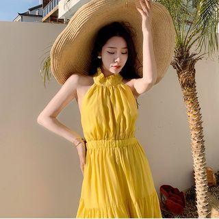 Halter-neck Open-back Midi Sundress