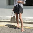 Drawstring-waist Flared Dotted Skort