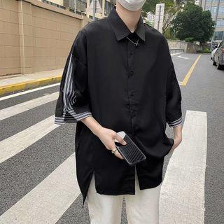 Pinstripe Panel Oversized Shirt