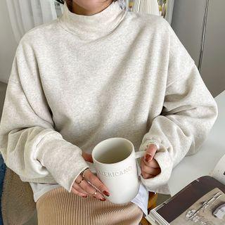 Mockneck M Lange Pullover Oatmeal - One Size