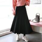 Plus Size Knit Midi Flare Skirt