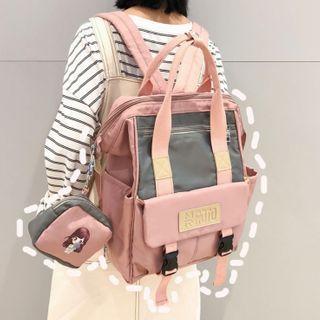 Set: Two-tone Zip Backpack + Zip Pouch