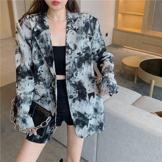 Tie-dyed Loose-fit Blazer As Figure - One Size